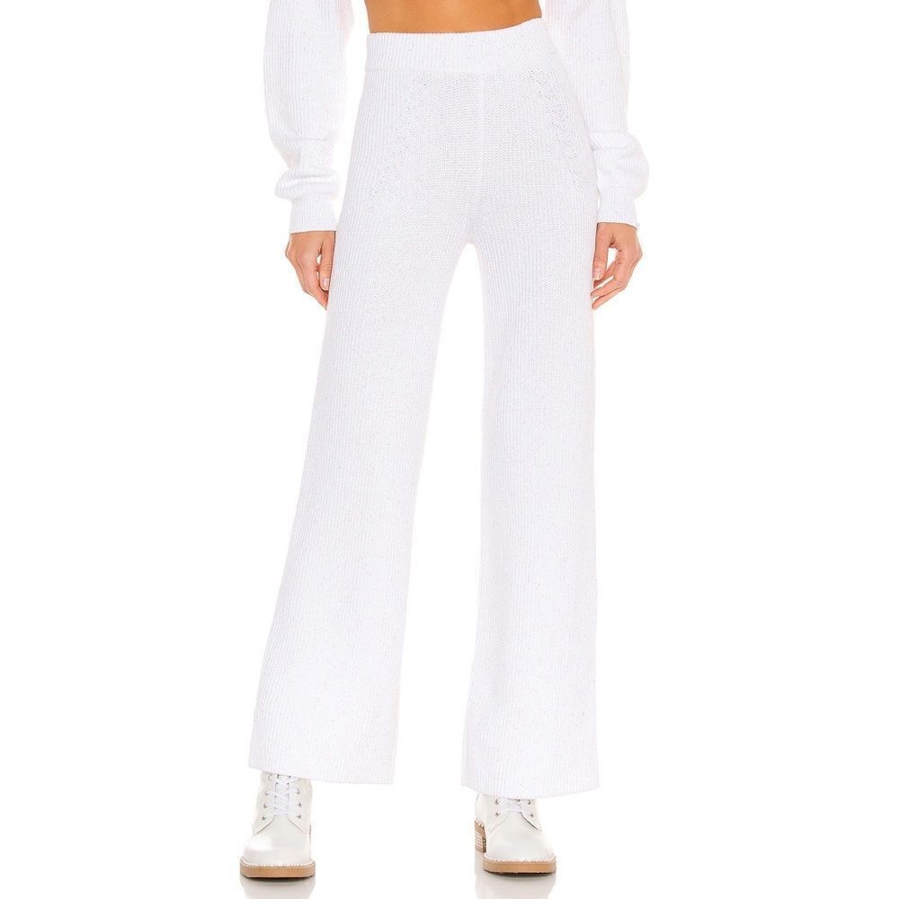 Adam Selman Sport Sequin Rib Lounge Pant in White